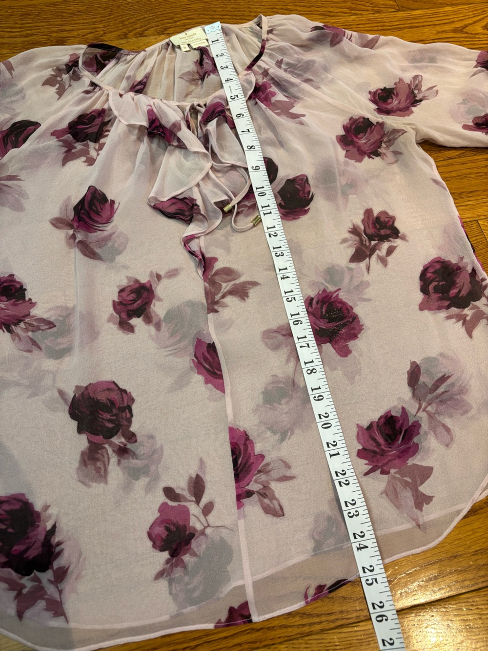 Kate Spade Encore Rose Print Ruffle Blouse - Picture 9 of 10